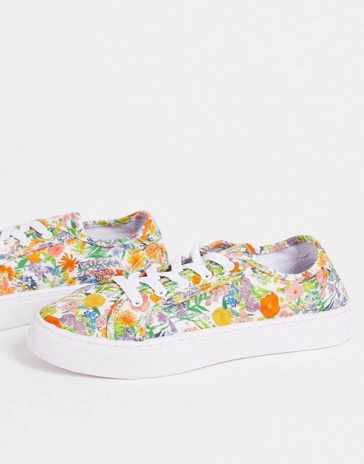 Asos Design Dizzy Lace Up Sneakers In Multi Floral