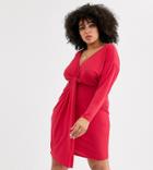 Asos Design Curve Twist Front Mini Dress-red