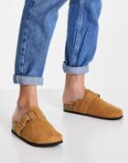 Qupid Faux Fur Lined Clogs In Tan-brown