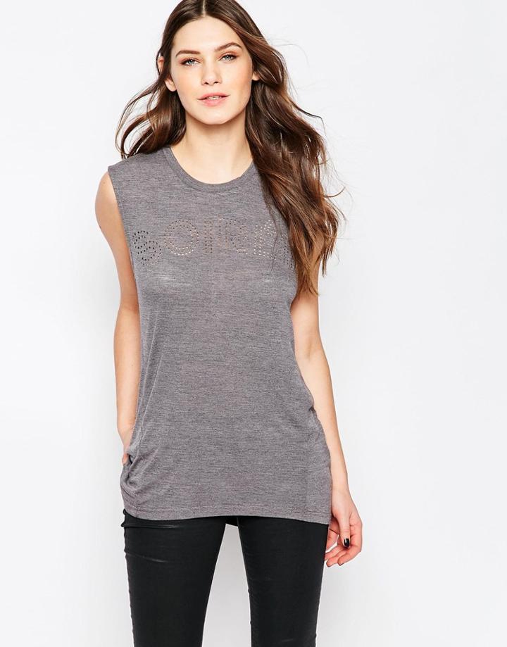 Gestuz Enissa Sleeveless Top - Dark Gray Melange