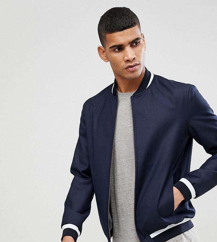 Noak Bomber In Navy With Contrast Rib - Navy