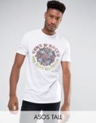 Asos Tall Guns N Roses Longline Band T-shirt - White