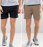 Asos Jersey Shorts 2 Pack Beige/black Save - Multi