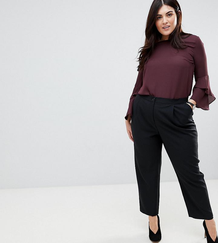 Asos Design Curve Elasticated Clean Tapered Pants - Black
