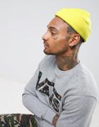 Asos Mini Fisherman Beanie In Neon Yellow - Green