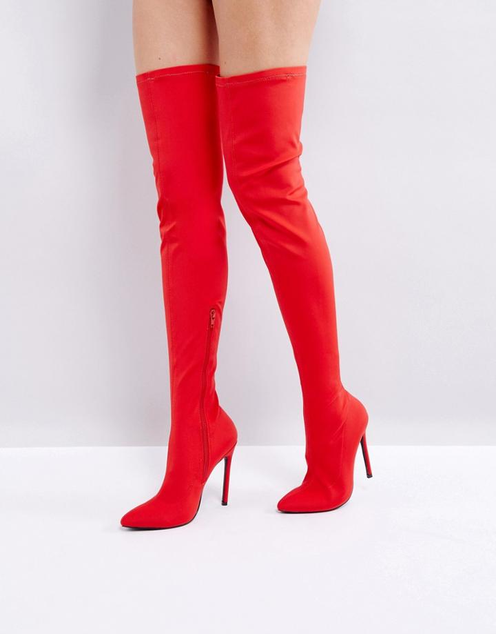 Truffle Collection Stiletto Thigh High Boot - Red