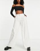 Stradivarius Tailored Wide Leg Pants In Cloud Gray