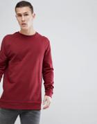 Asos Longline Sweatshirt In Burgundy - Red