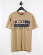 Hugo Dangri Script Logo T-shirt In Stone-neutral