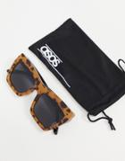 Asos Design Recycled Frame Chunky Cat Eye Sunglasses In Milky Tort-brown