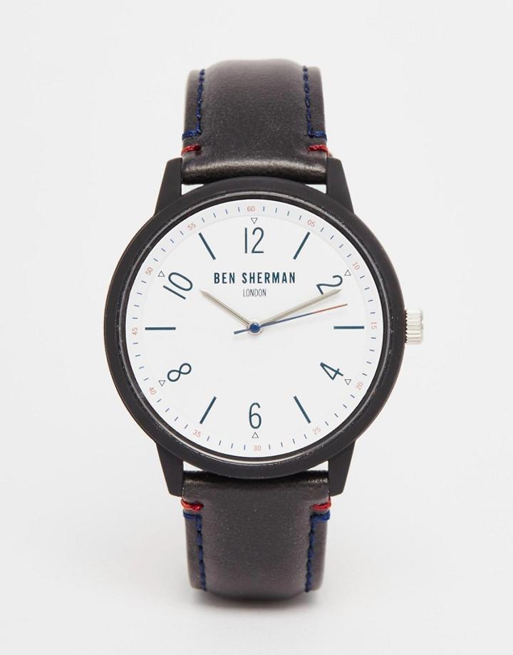 Ben Sherman Leather Watch In Black - Black
