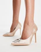 Be Mine Adore Pumps With Embellishment In Champagnes-pink