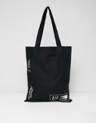 Asos Design Tote Bag In Black With Text Placement Print - Black