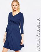 Isabella Oliver Nursing Short Sleeve Wrap Dress With Tie Waist - Navy