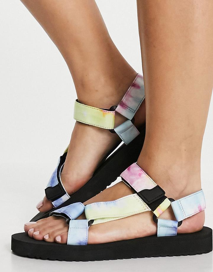 Pull & Bear Sporty Sandals In Tie Dye-multi