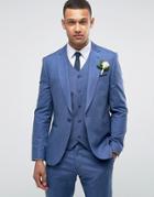 Asos Wedding Slim Suit Jacket In Blue Tonic - Blue