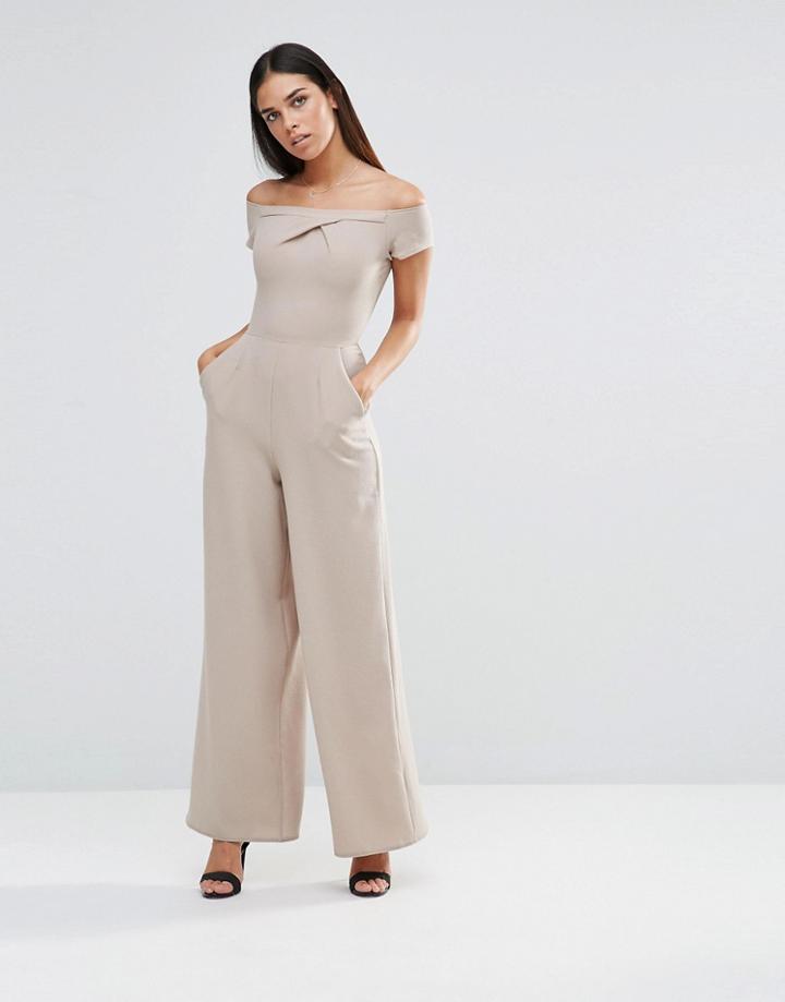 Love Bardot Tailored Jumpsuit - Beige
