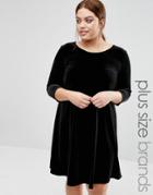 New Look Plus Velvet Swing Dress - Black