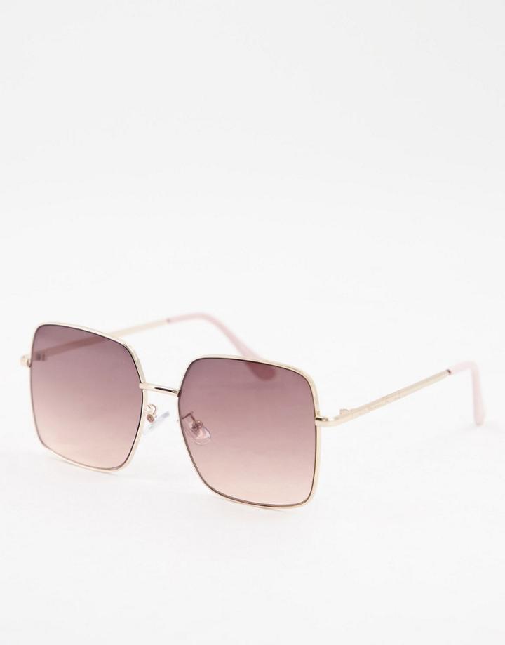 Skinnydip Retro Square Sunglasses In Smokey Ombre-gold