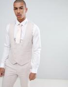 Asos Design Wedding Skinny Suit Vest In Pink Wool Blend - Pink