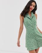 Asos Design Sleeveless Mini Shirt Sundress In Ditsy Print-multi
