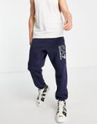 Armani Ea7 Visibility Logo Sweatpants In Navy