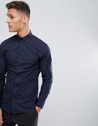Selected Homme Smart Shirt In Slim Fit All Over Dot Print - Navy