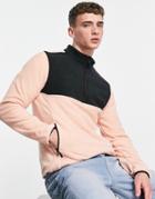 Jack & Jones Originals 1/4 Zip Fleece In Pink Color Block