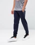 Asos Skinny Joggers With Velour Cut And Sew Detail - Navy