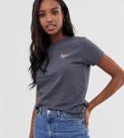 Asos Design Tall T-shirt With Embroidered Bye Motif-white