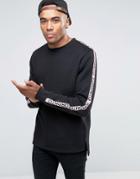 New Look Sweatshirt In Black With Pink Tape Detail - Black