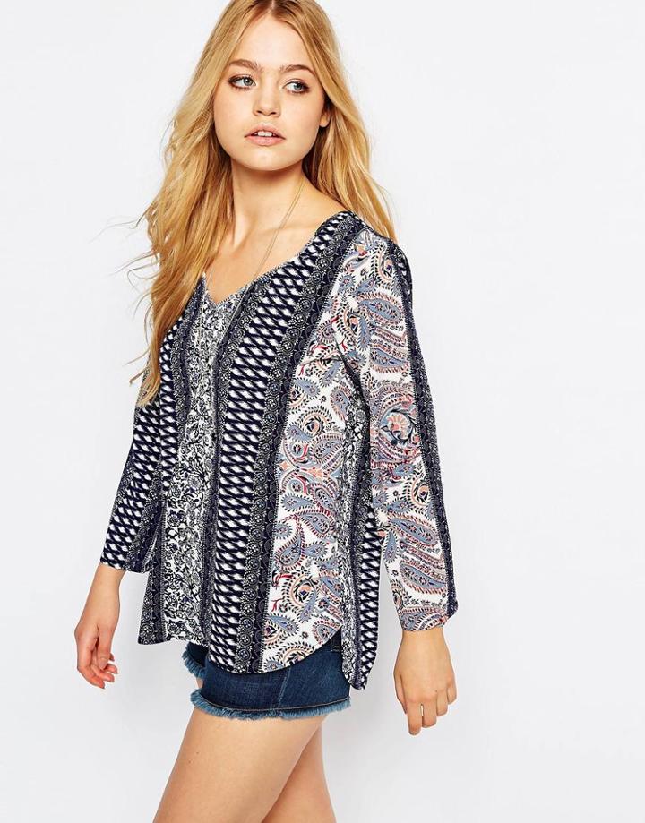 Jdy Long Sleeve Boho Print Top - Boho