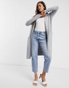 Vero Moda Longline Cardigan In Light Gray Marl