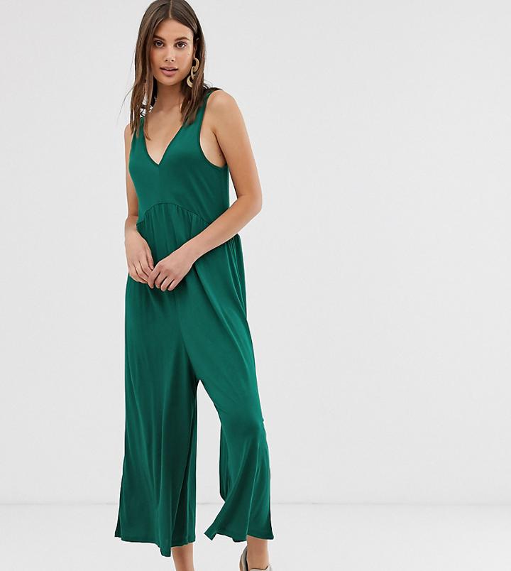 Asos Design Curved Smock Jumpsuit-green