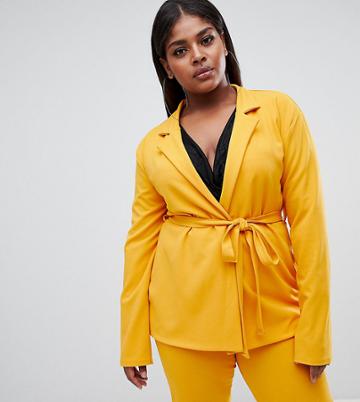 Lasula Plus Longline Blazer In Yellow - Yellow