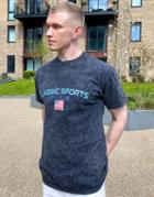Mennace Oversized T-shirt In Washed Black With Varsity Chest Print