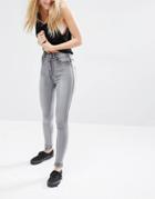Dr Denim Solitaire High Waist Washed Super Skinny Jeans - Washed Cement