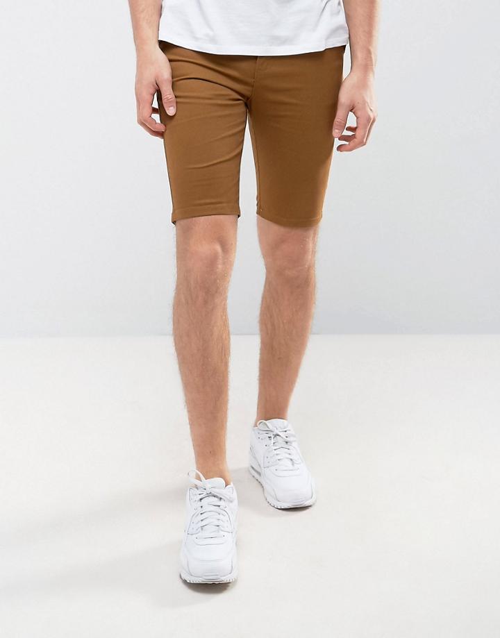 New Look Skinny Fit Chino Shorts In Tan - Tan