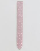 Asos Knitted Polka Dot Tie With Pointy End - Pink