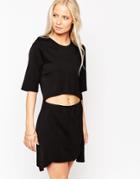 D.ra 3/4 Sleeve Dress With Cut Out Front - Black