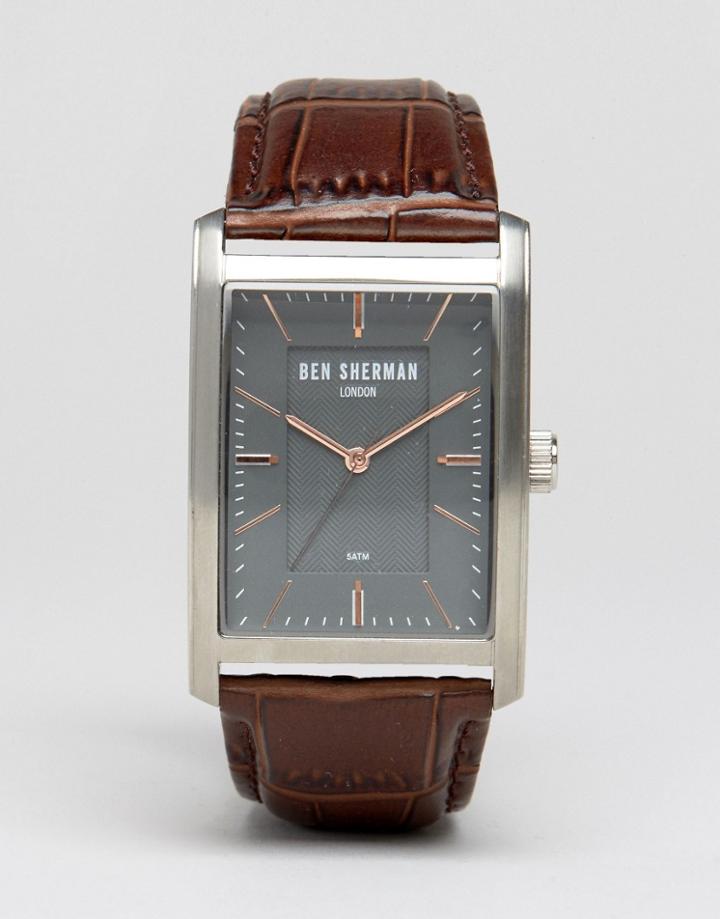 Ben Sherman Clerkenwell Professional Square Leather Watch Wb013e - Black