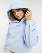 Monki Tindra Organic Cotton Blend Cropped Hoodie In Blue