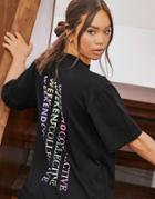 Asos Weekend Collective Oversized T-shirt With Multi Color Vertical Logo In Black