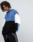 Asos Oversized Longline Hoodie In Color Block - Black
