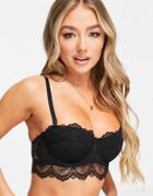 Asos Design Rosie Lace Padded Bandeau With Detachable Straps In Black