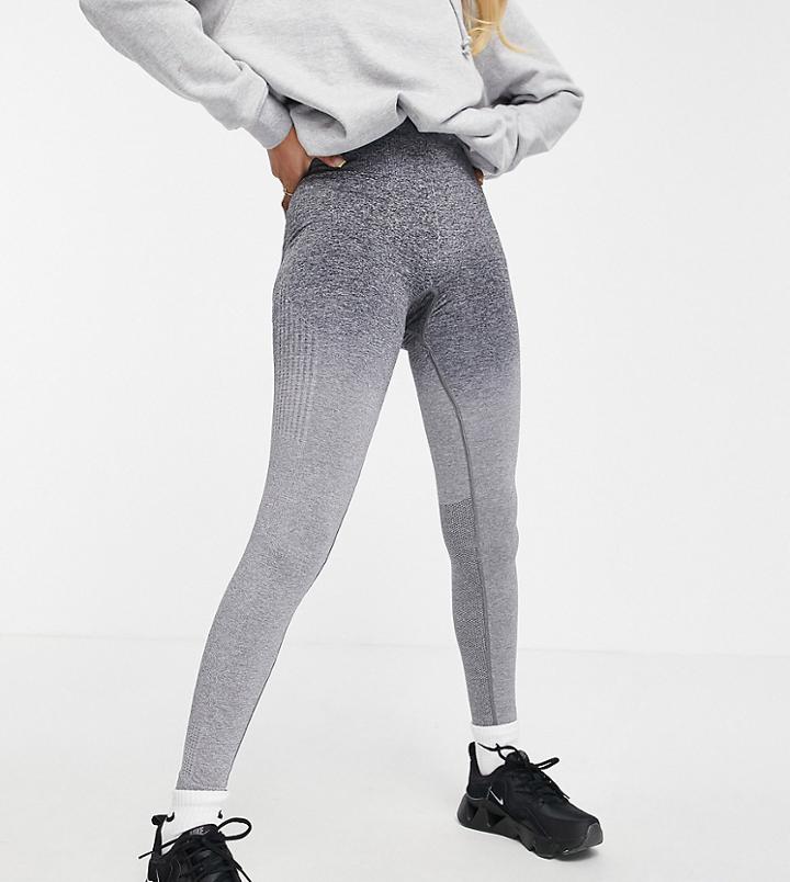 Love & Other Things Petite Gym Seamless Knitted High Waisted Leggings In Gray Heather-grey