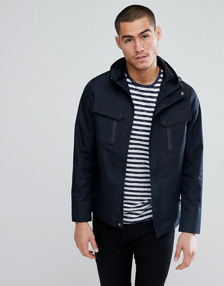 Brave Soul Chest Pocket Harrington Jacket - Navy
