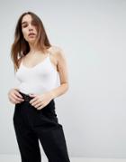 Asos Cami Body In Fancy Rib - White