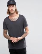 Asos T-shirt With Scoop Neck In Gray - Gray