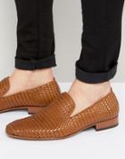 Jeffery West Yung Woven Leather Smart Loafers - Tan